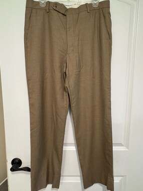 Custom Tailored Brown Dress Pants Straight Leg Career Office Approx 36W